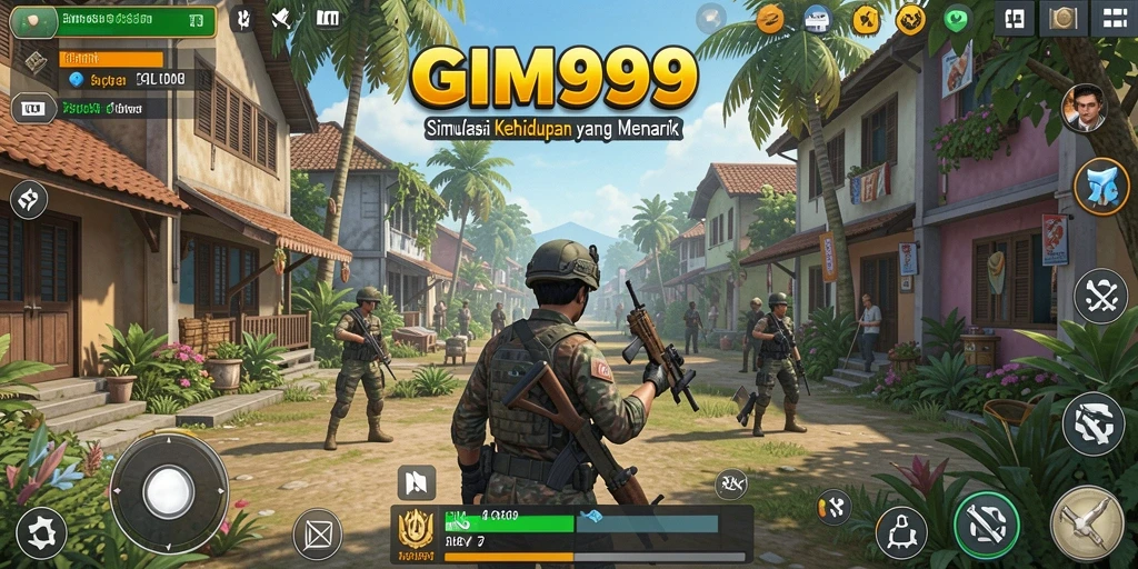 Tangkapan layar utama GIM999 yang menampilkan gameplay simulasi yang menarik.