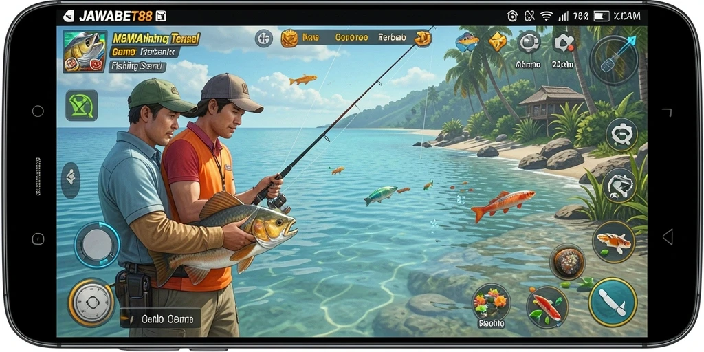 Tampilan gameplay memancing yang seru dan menyenangkan dalam JAWABET88.