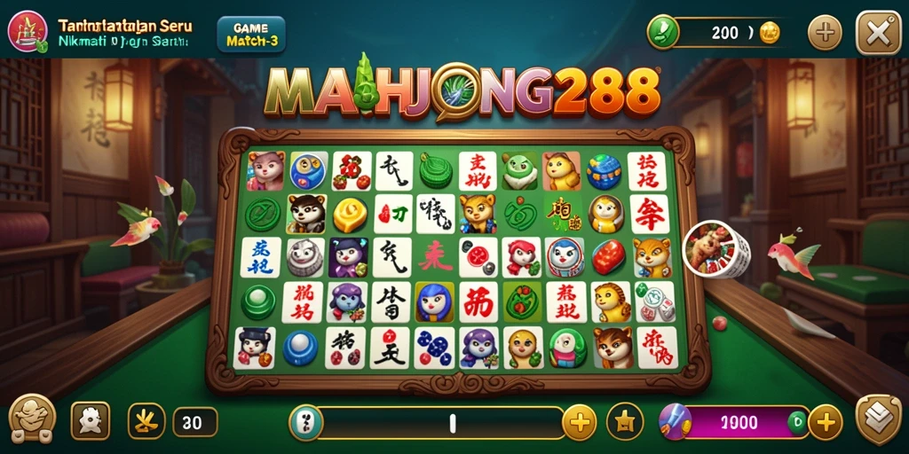 Tampilan menakjubkan gameplay Match-3 di MAHJONG288.