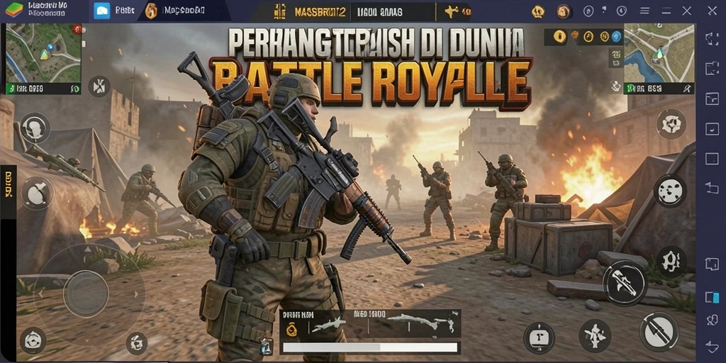 Gameplay seru MASBRO12 dalam suasana Battle Royale.