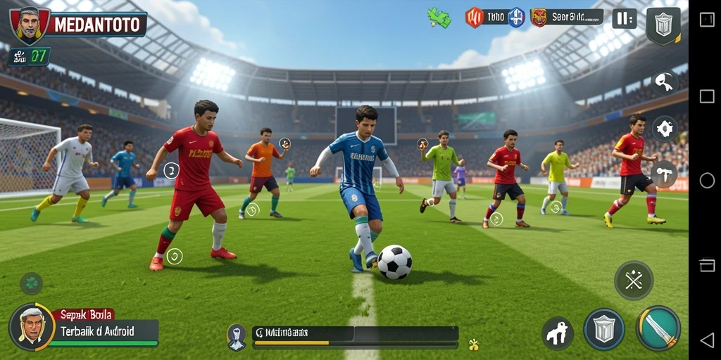 Tampilan gameplay MEDANTOTO dengan aksi sepak bola yang mendebarkan.