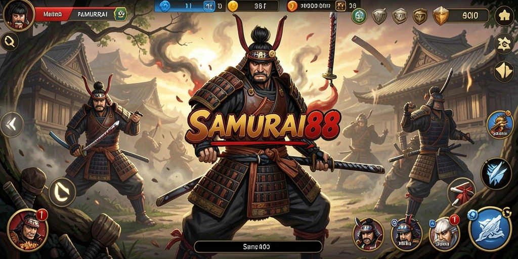Screenshot gameplay SAMURAI88 menampilkan aksi seru dan indahnya dunia samurai.